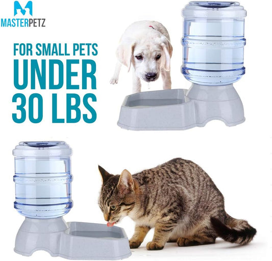 Automatic Dog Water Bowl with Wide Bowl for Dogs Cats Small Pets under 30 Lbs, 1 Gallon 3.8 Liter Capacity Replendish Gravity Waterer with Safety Twist Lock Opening, Dog Food Recipe Ebook Included