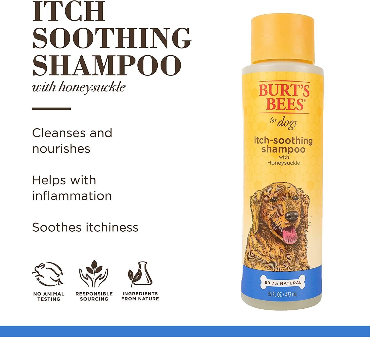 Burt'S Bees Natural Itch Soothing Shampoo for Dogs | Made with Avocado & Honeysuckle | Best Dog Shampoo for Fast Itch Relief | Itch Relieving Dog Shampoo, 16 Oz 2 Pack