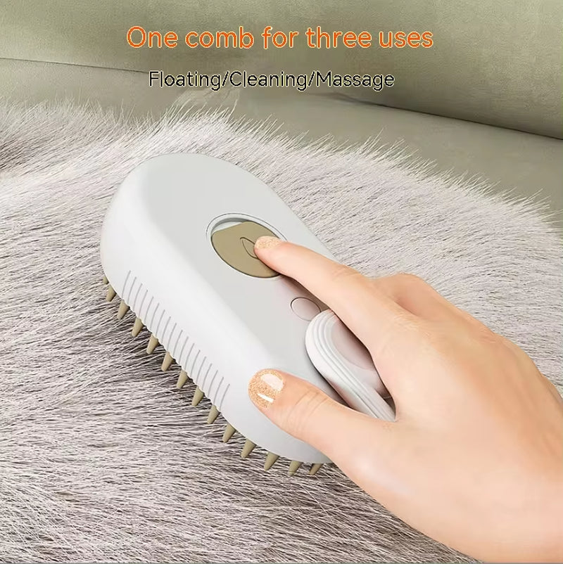 Electric Pet Spray Comb for Cats and Dogs - One-Key Spray Hair Removal and Massage Brush for Effective Grooming