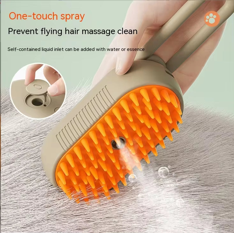 Electric Pet Spray Comb for Cats and Dogs - One-Key Spray Hair Removal and Massage Brush for Effective Grooming