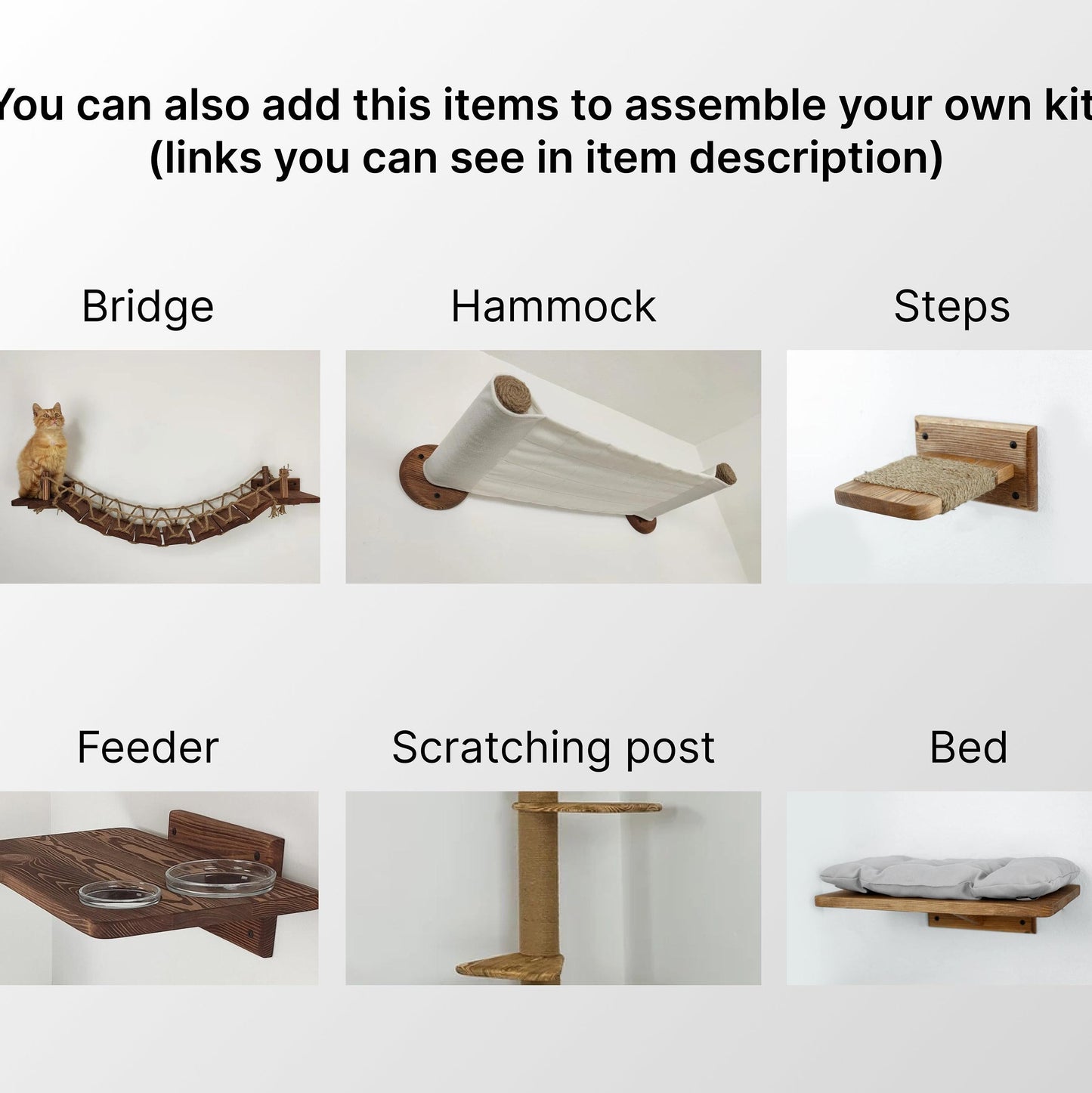 Stock in USA, Cat Bridge for Wall, Cat Bridge, Cat Shelves, Cat Ladder Floating, Wooden Furniture for Cat, Cat Ladder, Cat Wall Furniture